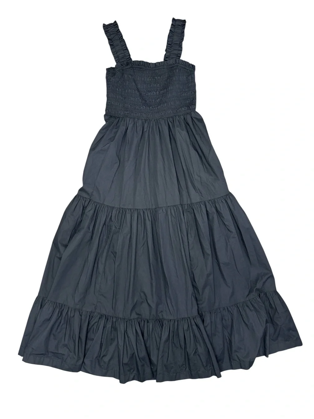 Abercrombie & Fitch Sleeveless Smocked Tiered Maxi Dress Long Black Large Petite
